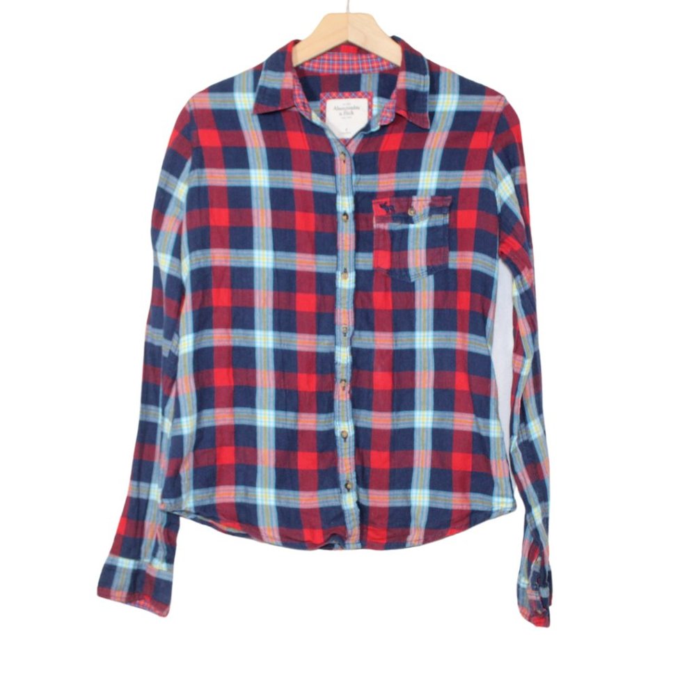 Abercrombie and Fitch womens button up shirt size M plaid flannel long sleeve